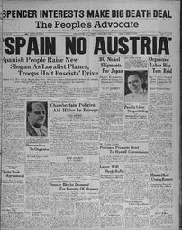 People's Advocate, March 18, 1938