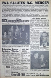 The B.C. Lumber Worker, Vol. XXIII, No. 21, 1st Issue, November 1956