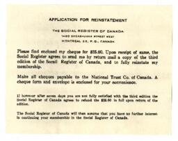 Social Register of Canada Application for Reinstatement