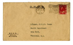 Envelope to P/Lieut. J.F.C.B. Vance: May 29,1916
