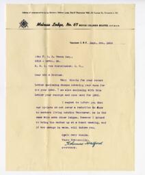 Letter from Thomas Halford to Vance