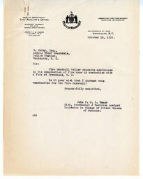 Letter to D. McKay, Acting Chief Constable from Vance: 16-Oct-39