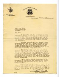Letter to Vance, from Thos. Heatley, Chief Constable