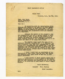 Letter to Vance, from Thomas Heatley: 08-May-33