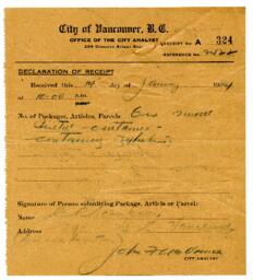 Certificate of City Analyst (used as exhibit receipt): 16-Jan-24