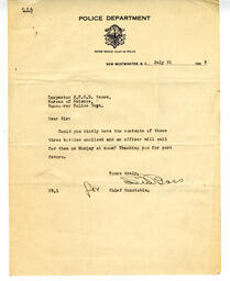 Letter to Vance from Office of Chief Constable: 31-Jul-36