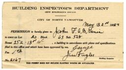 City of North Vancouver Building Inspector's Department certificate: 30-May-23