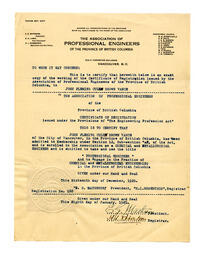 The Association of Professional Association of the Province of British Columbia: 08-Jan-20