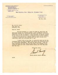 Letter to Vance from Stewart Murray, Senior Medical Health Officer, Vancouver: 03-May-49