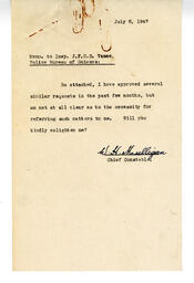 Letter to Vance from W.H. Mulligan, Chief Constable: 08-Jul-47