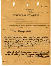 Certificate of Vance, City Analyst to Robertson & Partners: 17-Jun-20