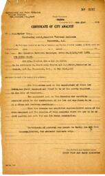 Certificate of City Analyst for Royal Party, no 5717: 31-May-39