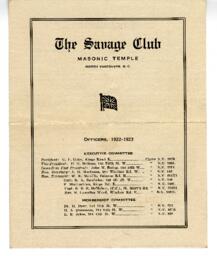 Savage Club, Masonic Temple newsletter: 1922?
