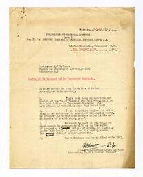 Letter to Vance from F.T. Macdonald Lake: 09-Jan-42