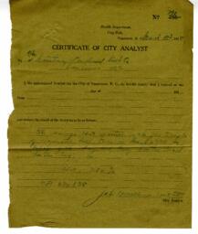 Certificate of City Analyst