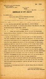 Certificate of City Analyst for Royal Party, no 5721: 31-May-39