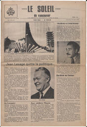 Le Soleil de Vancouver, March 27, 1970, page 1