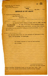 Certificate of City Analyst for Royal Party, no 5825: 30-May-39