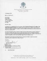 Canada Council for the Arts Support Letter