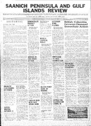 Saanich Peninsula And Gulf Islands Review Wed, September 21, 1938 (Page 1)