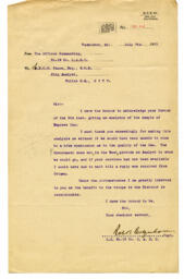 Letter to Vance, from The Office Commanding: 07-Jul-17