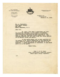 Letter to A. Winchester from Vance: 14-Nov-46