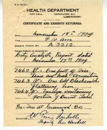 Certificate and Exhibits Returned