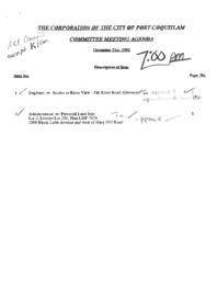 1992-12-21 - City of Port Coquitlam - Committee - Agenda