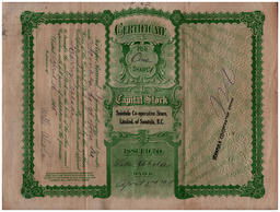 Reverse side of Willie Ahola Certificate for Shares