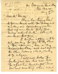Letter to Vance from W. Leggott: 09-Aug-34