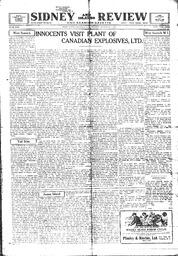 Sidney And Islands Review Thu, September 2, 1920 (Page 1)