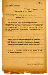 Certificate of City Analyst for Royal Party, no 5840: 27-May-39