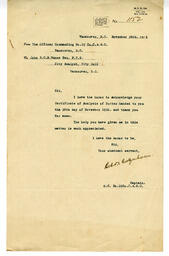 Letter to Vance from Captain, O.C. No 19 Co, Canadian Army Service Corps.: 24-Nov-16