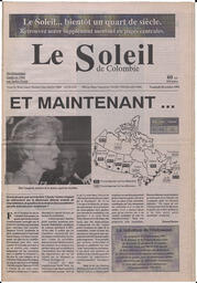 Le Soleil de Colombie, October 30, 1992, page 1