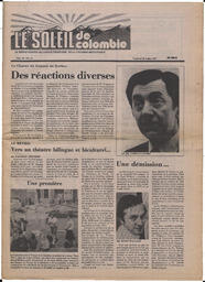 Le Soleil de Colombie, July 22, 1977, page 1