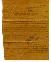 Certificate of City Analyst