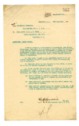 Letter to Vance from G. McSpadden, Officer Commanding 11th Regiment: 19-Jun-17