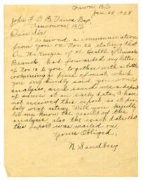 Letter to Vance from N. Sandberg: 28-Jan-28