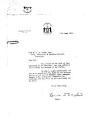 Letter to Vance from Mayor Louis D. Taylor
