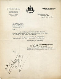 Letter to D. McKay, Chief Constable from Vance: 10-Apr-43