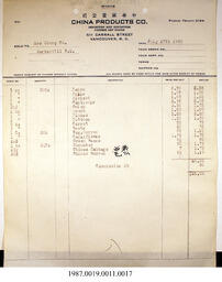 Invoice, 1940 - Hong And Lee Chong Collection