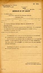Certificate of City Analyst for Royal Party, no 5711: 31-May-39