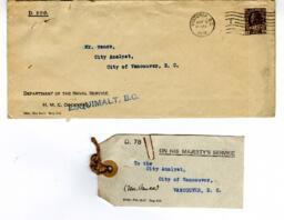 Letter to Vance from J.H. Dickson, Naval Store Office: 02-May-18