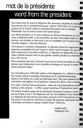   RÉPERTOIRE DES RESSOURCES CULTURELLES, 1999-2001   , page 8