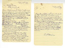 Inspection letter to Vance from R.P. Devine, Food Inspector, Health Department: 29-May-39