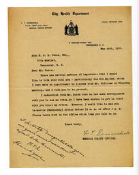 Letter to Vance, from F.T. Underhill: 25-May-26