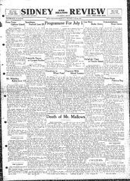 Sidney And Islands Review Thu, June 22, 1922 (Page 1)