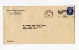 Letter to Vance from Social Register of Canada: 07-May-59