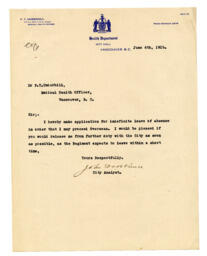 Letter from Vance, to Dr. F.T. Underhill: 06-Jun-16