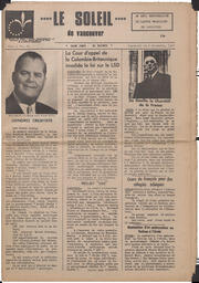 Le Soleil de Vancouver, November 8, 1968, page 1